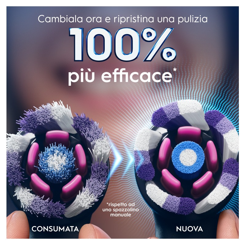 Oral-B Testine di Ricambio iO Series Radiant White Black, testine rotonde di ricambio originali, setole angolate per una