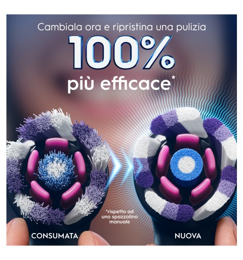 Oral-B Testine di Ricambio iO Series Radiant White Black, testine rotonde di ricambio originali, setole angolate per una