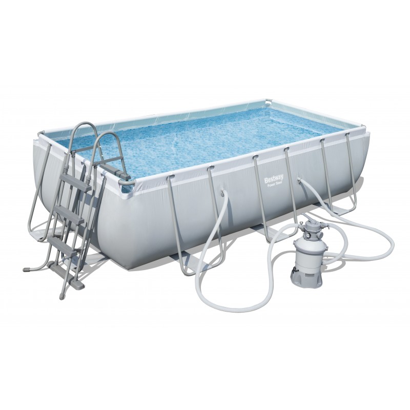 Bestway Power Steel 56442 piscina fuori terra Piscina con bordi Piscina rettangolare 6478 L Blu, Grigio