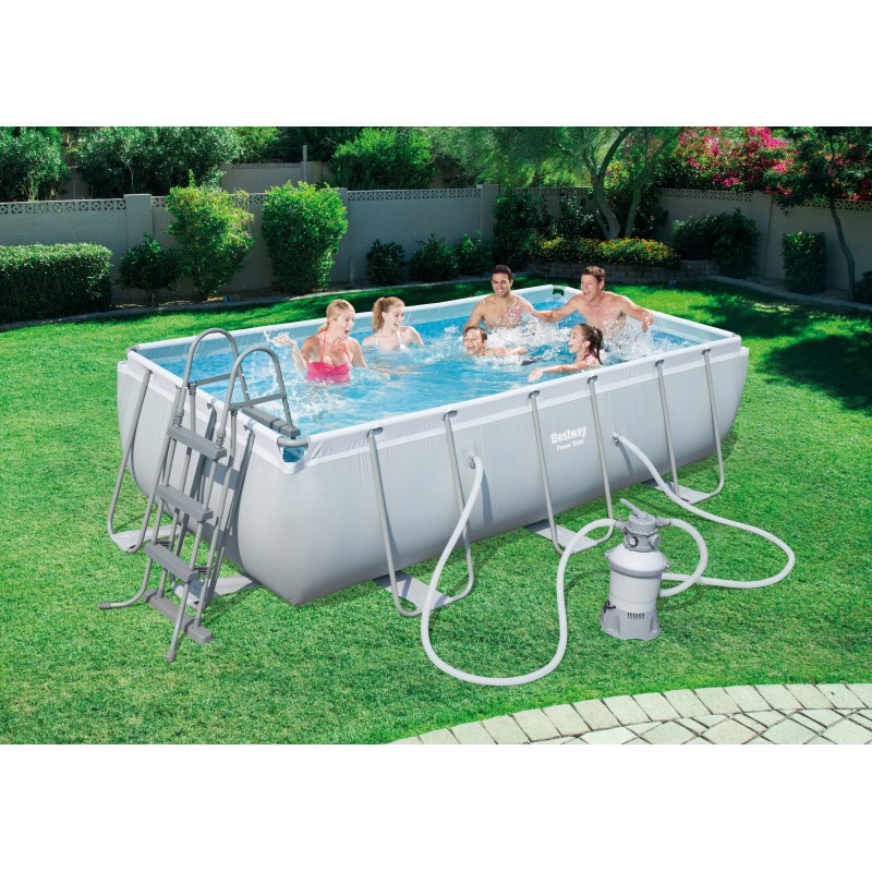 Bestway Power Steel Rectangular 4.04m x 2.01m x 1.00m, Grey Blue