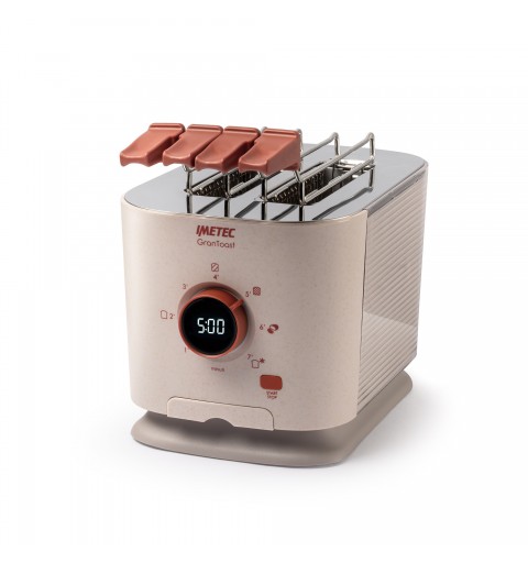 Imetec Grantoast - Tostapane 2 Fette XL con Pinze Apribili per Toast Farciti - 7 Livelli Doratura, Facile Pulizia, Display LED,