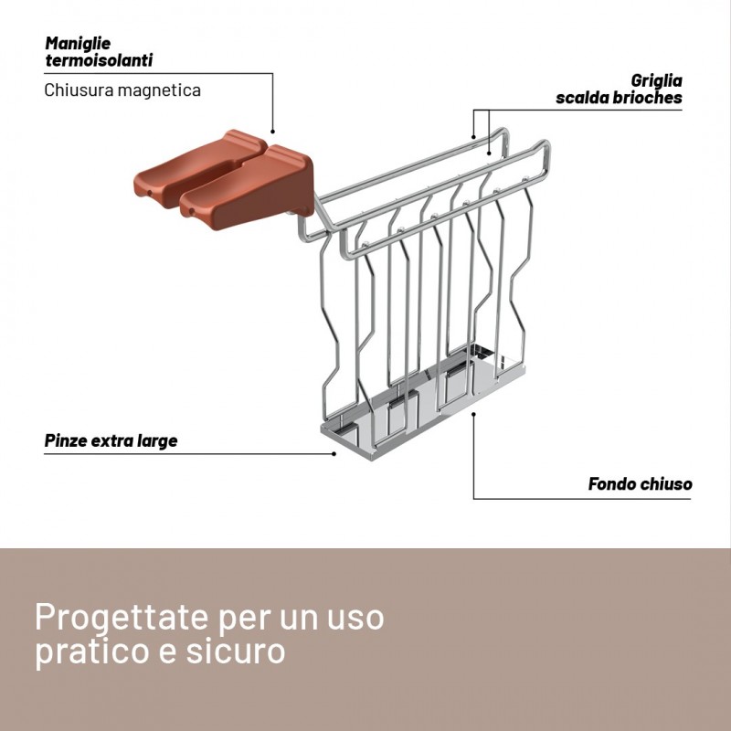Imetec Grantoast - Tostapane 2 Fette XL con Pinze Apribili per Toast Farciti - 7 Livelli Doratura, Facile Pulizia, Display LED,