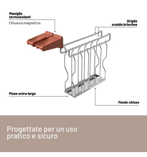 Imetec Grantoast - Tostapane 2 Fette XL con Pinze Apribili per Toast Farciti - 7 Livelli Doratura, Facile Pulizia, Display LED,