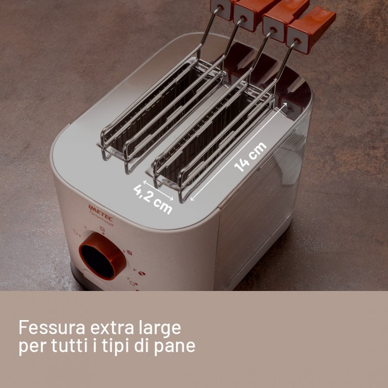 Imetec Grantoast - Tostapane 2 Fette XL con Pinze Apribili per Toast Farciti - 7 Livelli Doratura, Facile Pulizia, Display LED,