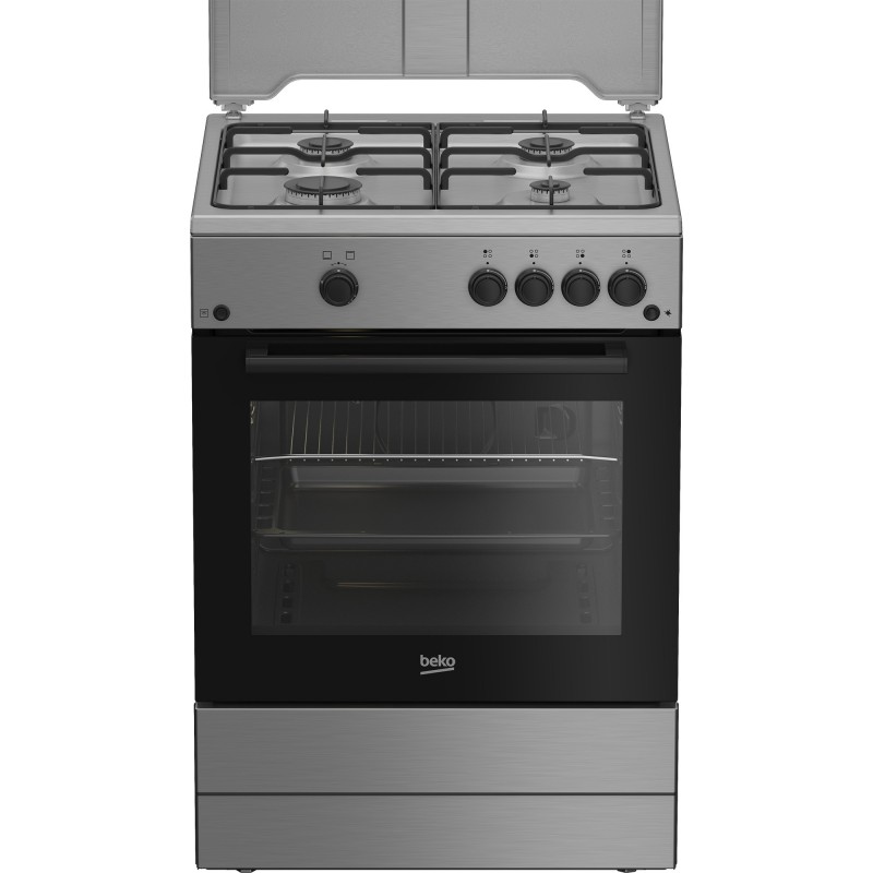 Beko Forno a Gas,coperchio in metallo, ventilazione tangenziale, Classe A, Inox