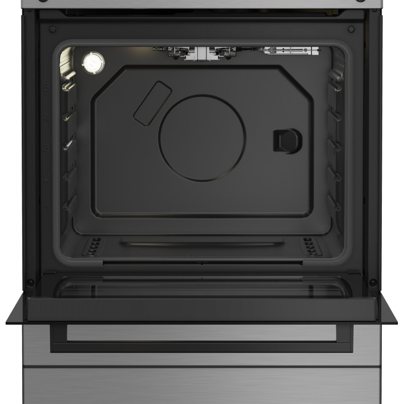 Beko Forno a Gas,coperchio in metallo, ventilazione tangenziale, Classe A, Inox