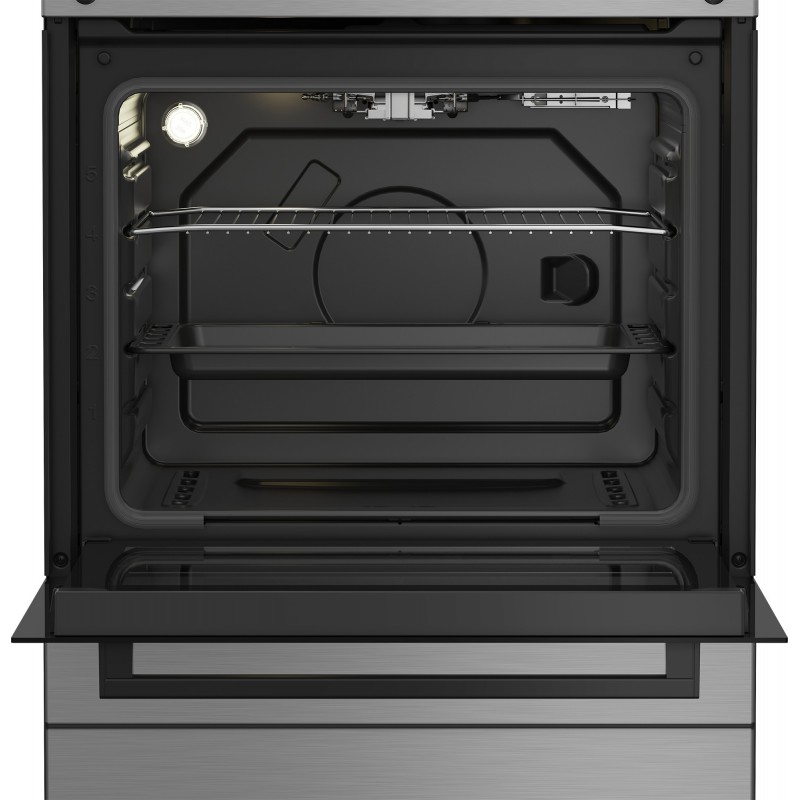 Beko Forno a Gas,coperchio in metallo, ventilazione tangenziale, Classe A, Inox
