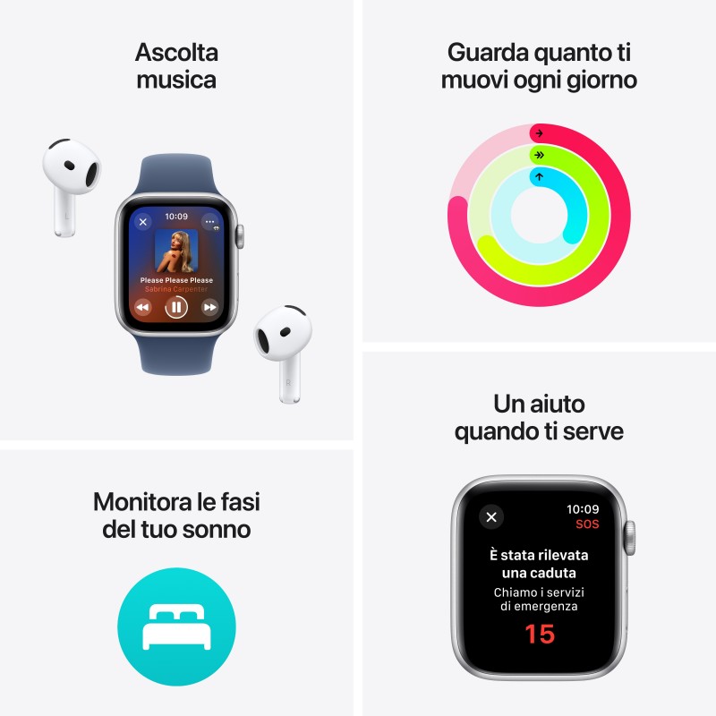 Apple Watch SE OLED 40 mm Digital 324 x 394 Pixeles Pantalla táctil Negro Wifi GPS (satélite)