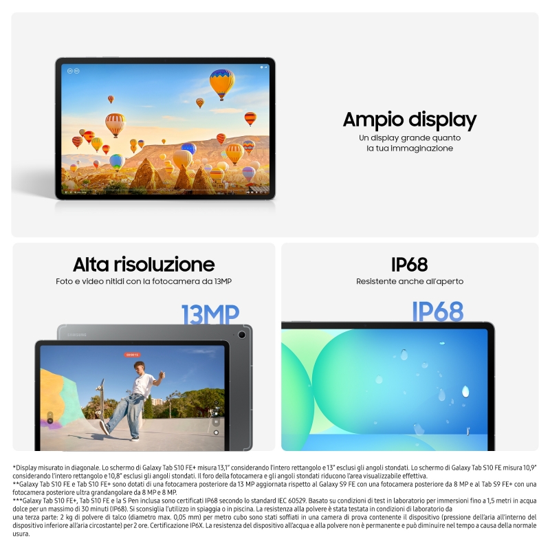 Samsung Galaxy Tab S10 FE Samsung Exynos 256 GB 27,7 cm (10.9") 12 GB Wi-Fi 6 (802.11ax) Android 15 Gris