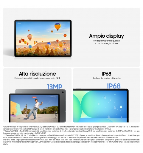 Samsung Galaxy Tab S10 FE Samsung Exynos 256 GB 27,7 cm (10.9") 12 GB Wi-Fi 6 (802.11ax) Android 15 Gris