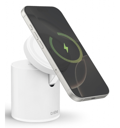 SBS TEWIRMAGFOLD2IN1 mobile device charger Headset, Smartphone White USB Wireless charging Fast charging Indoor