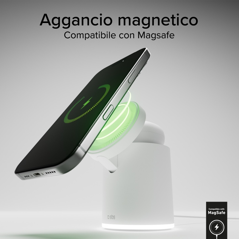 SBS TEWIRMAGFOLD2IN1 mobile device charger Headset, Smartphone White USB Wireless charging Fast charging Indoor