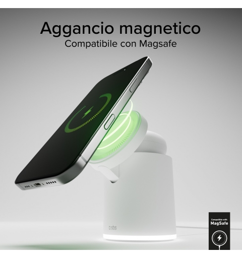 SBS TEWIRMAGFOLD2IN1 mobile device charger Headset, Smartphone White USB Wireless charging Fast charging Indoor