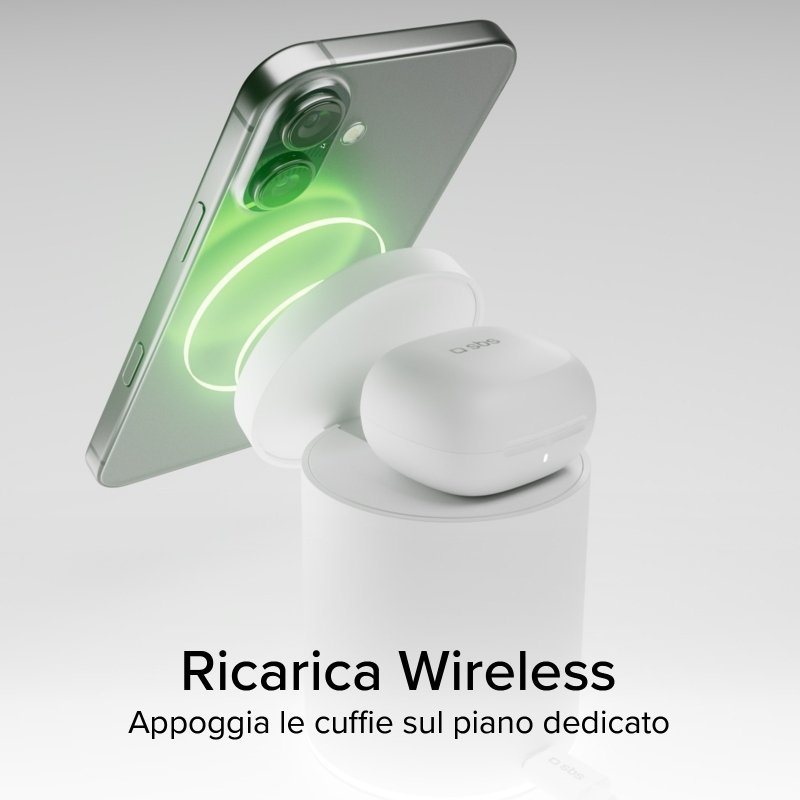 SBS TEWIRMAGFOLD2IN1 chargeur d'appareils mobiles Casque, Smartphone Blanc USB Recharge sans fil Charge rapide Intérieure