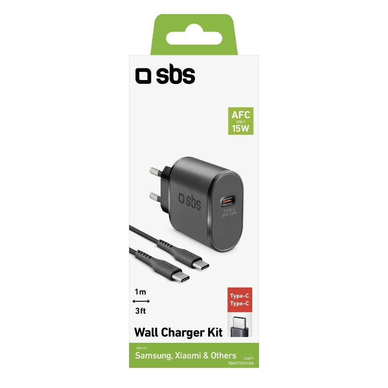 SBS TEKITTRTC15W Ladegerät für Mobilgeräte Universal Schwarz AC Schnellladung Drinnen