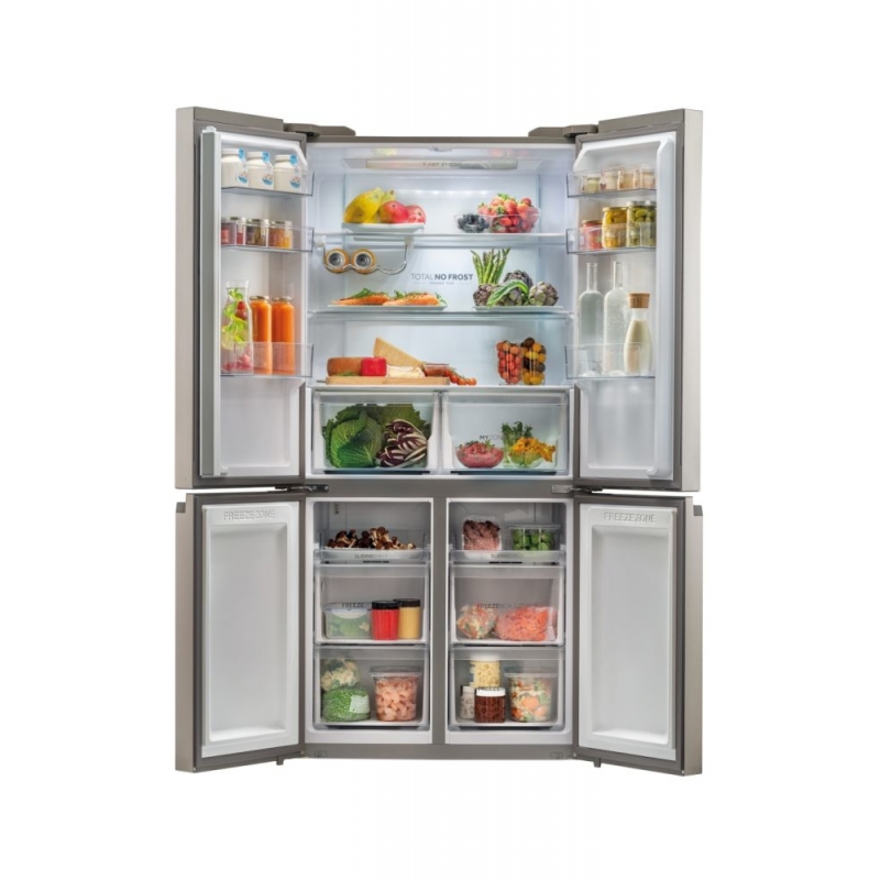 Haier Cube 90 Serie 5 HCR5919ENMM frigorifero 4 porte Libera installazione 643 L E Platino, Acciaio inox
