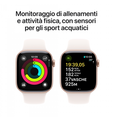 Apple Watch Series 10 Serie 10 GPS 42mm Cassa in Alluminio color Oro Rosa con Light Blush Sport Band - S M