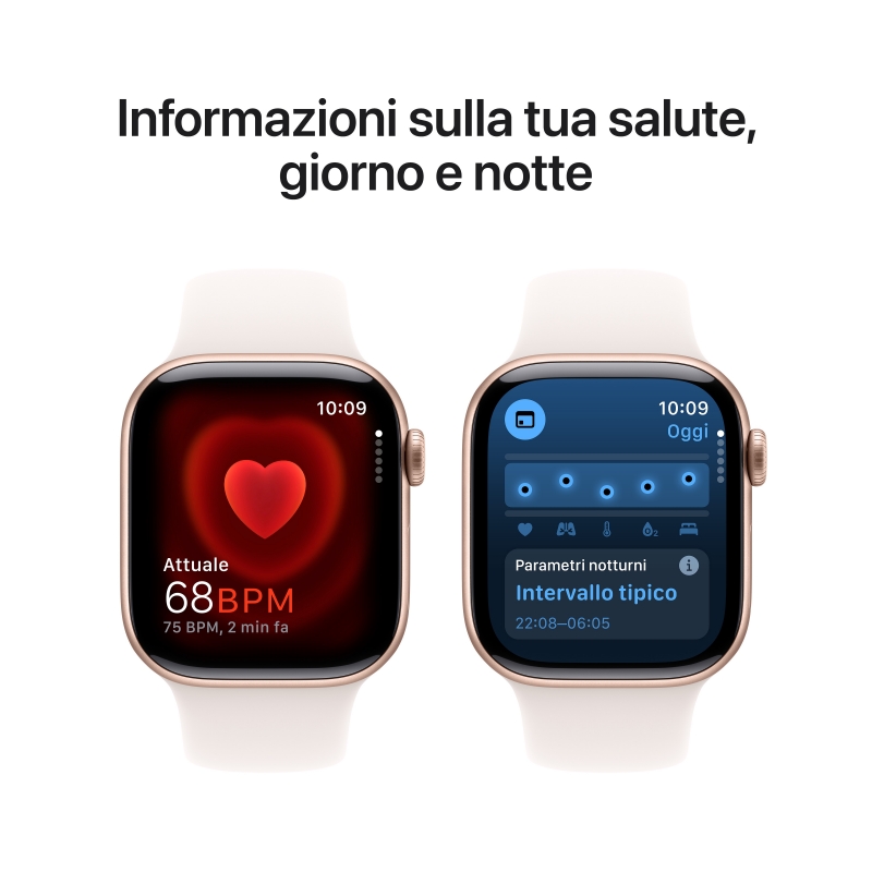 Apple Watch Series 10 Serie 10 GPS 42mm Cassa in Alluminio color Oro Rosa con Light Blush Sport Band - S M