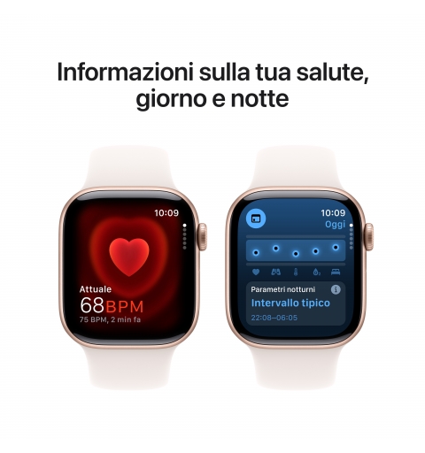 Apple Watch Series 10 Serie 10 GPS 42mm Cassa in Alluminio color Oro Rosa con Light Blush Sport Band - S M