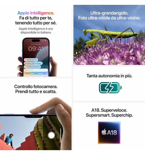 Apple iPhone 16 15,5 cm (6.1") SIM doble iOS 18 5G USB Tipo C 512 GB Verde azulado