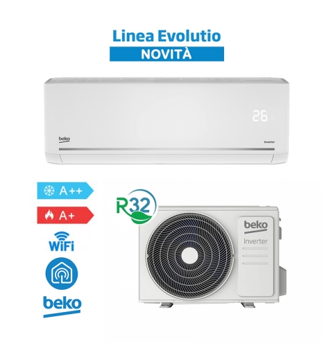 Beko BEHPG095 + BEHPG096 Air Conditioner 9000Btu A++/A+ 2.6Kw Evolutio WiFi, R32 Inverter, White - NEW