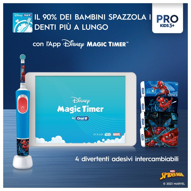 Oral-B Vitality Pro Kids Spiderman Kind Rotierende-vibrierende Zahnbürste Blau, Rot