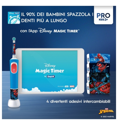 Oral-B Vitality Pro Kids Spiderman Kind Rotierende-vibrierende Zahnbürste Blau, Rot