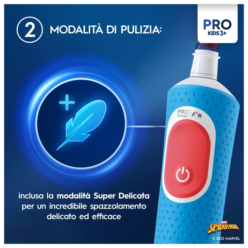 Oral-B Vitality Pro Kids Spiderman Kind Rotierende-vibrierende Zahnbürste Blau, Rot