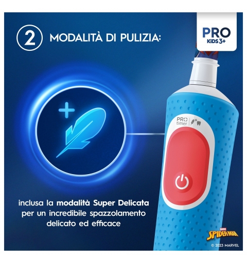 Oral-B Vitality Pro Kids Spiderman Kind Rotierende-vibrierende Zahnbürste Blau, Rot