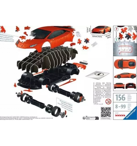 Ravensburger 11571 puzzle Puzzle 3D 108 pz Lamborghini Huracán Orange Evo