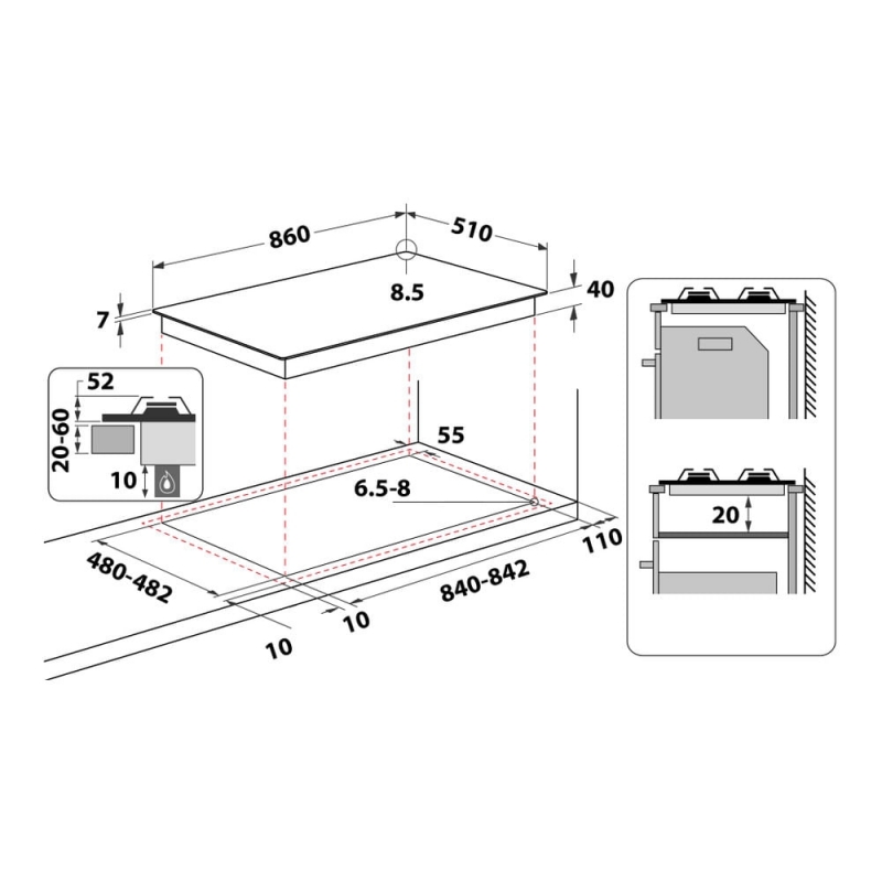 Whirlpool GMAL 9522 IXL Edelstahl Integriert 86 cm Gaskochfeld 5 Zone(n)