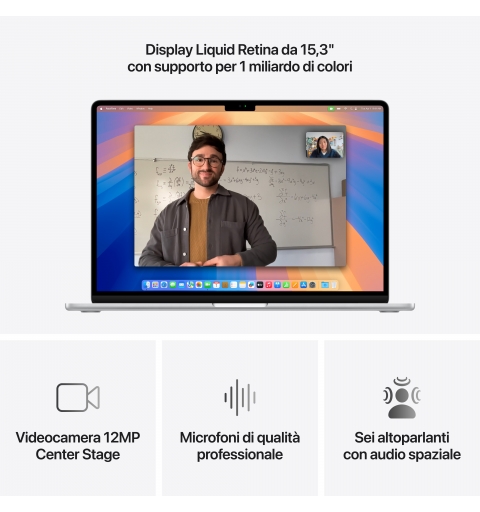 Apple MacBook Air Apple M M4 Ordinateur portable 38,9 cm (15.3") 16 Go 512 Go SSD Wi-Fi 6E (802.11ax) macOS Sequoia Argent
