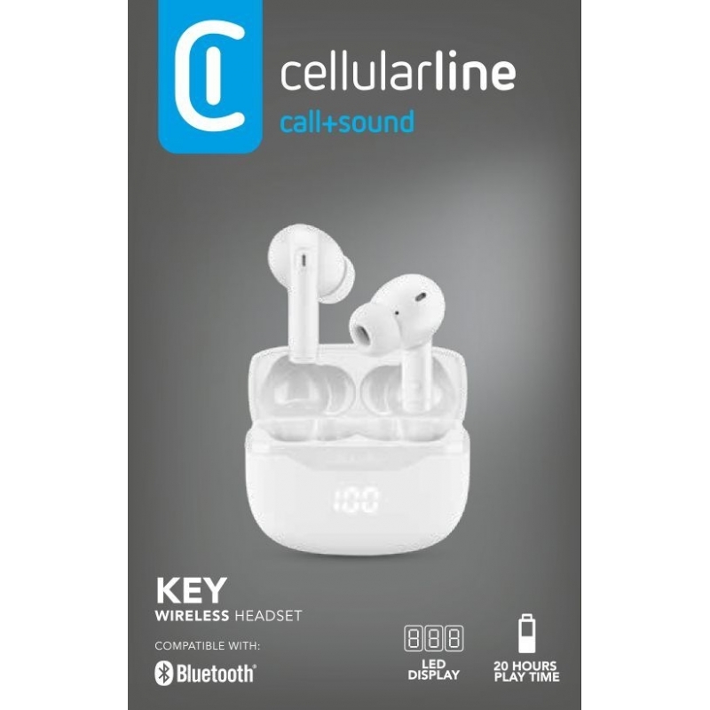 Cellularline 8018080490620 Casque Sans fil Ecouteurs Appels Musique Bluetooth Blanc