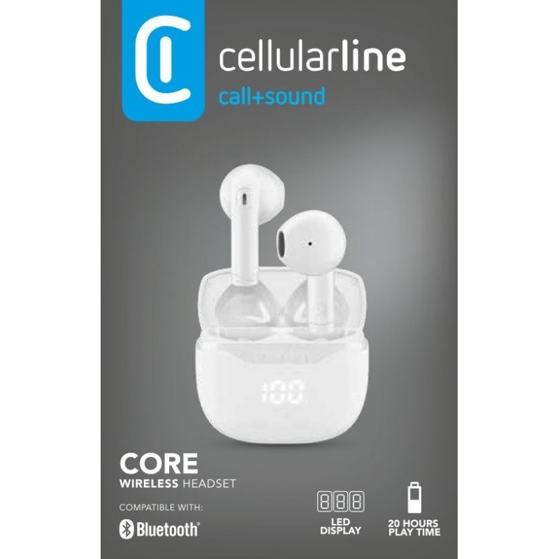 Cellularline 8018080490606 Casque Sans fil Ecouteurs Appels Musique USB Type-C Bluetooth Blanc