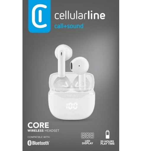 Cellularline 8018080490606 Casque Sans fil Ecouteurs Appels Musique USB Type-C Bluetooth Blanc