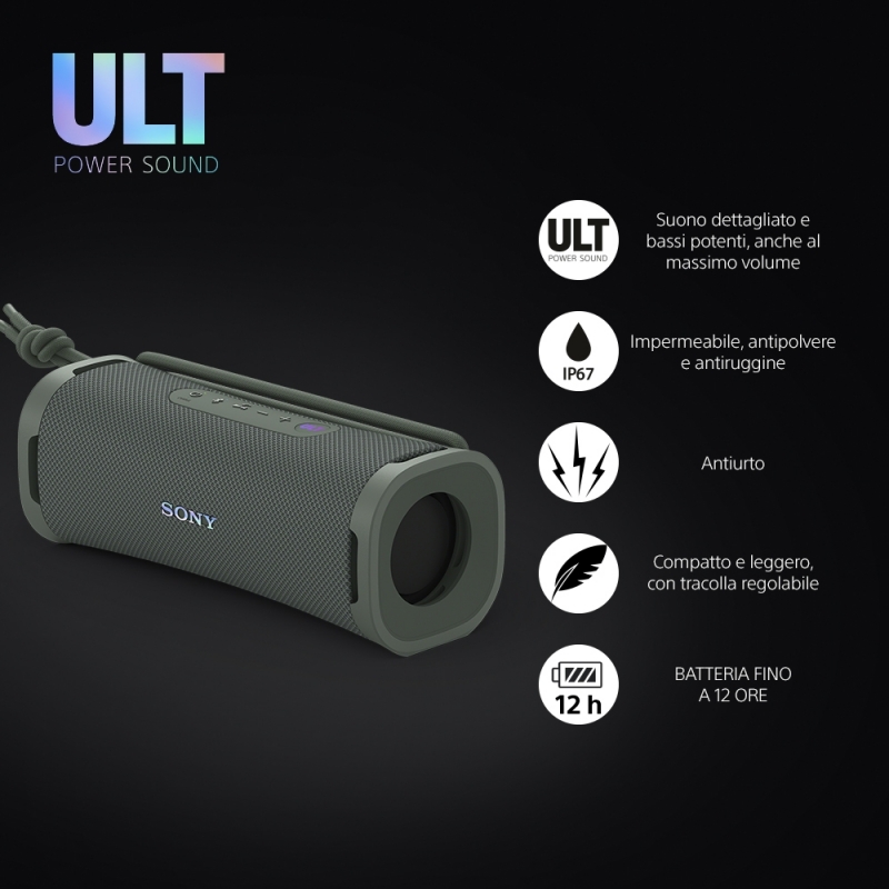 Sony ULT FIELD 1 - Wireless Bluetooth Portable Speaker with ULT POWER SOUND, Powerful Bass, IP67, Waterproof, Dustproof,