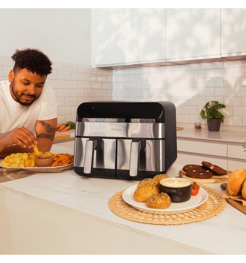 Cecotec Advance 9000 Doppia 9 L Indipendente 2800 W Friggitrice ad aria calda Nero, Acciaio inox