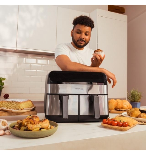 Cecotec Advance 9000 Doppia 9 L Indipendente 2800 W Friggitrice ad aria calda Nero, Acciaio inox