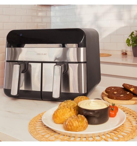 Cecotec Advance 9000 Doppia 9 L Indipendente 2800 W Friggitrice ad aria calda Nero, Acciaio inox