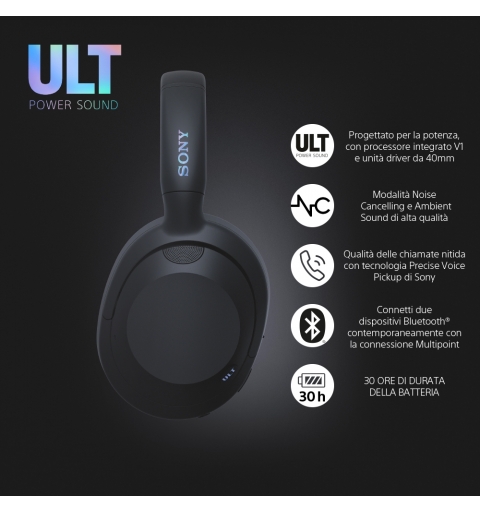 Sony ULT WEAR - Cuffie Bluetooth Wireless con ULT POWER SOUND, bassi profondi, Noise Cancelling, ottima qualità delle chiamate,