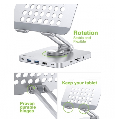 Techly ICA-TBL DOCK81 Support de livres Support pour tablette Argent