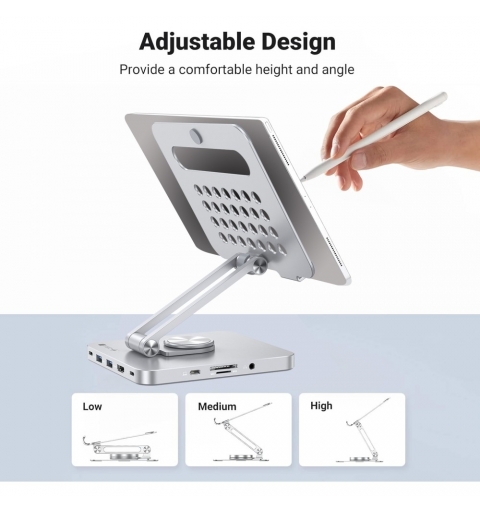 Techly ICA-TBL DOCK81 Support de livres Support pour tablette Argent