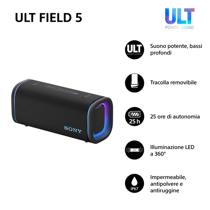 Sony Ult Field 5 Enceinte portable stéréo Noir