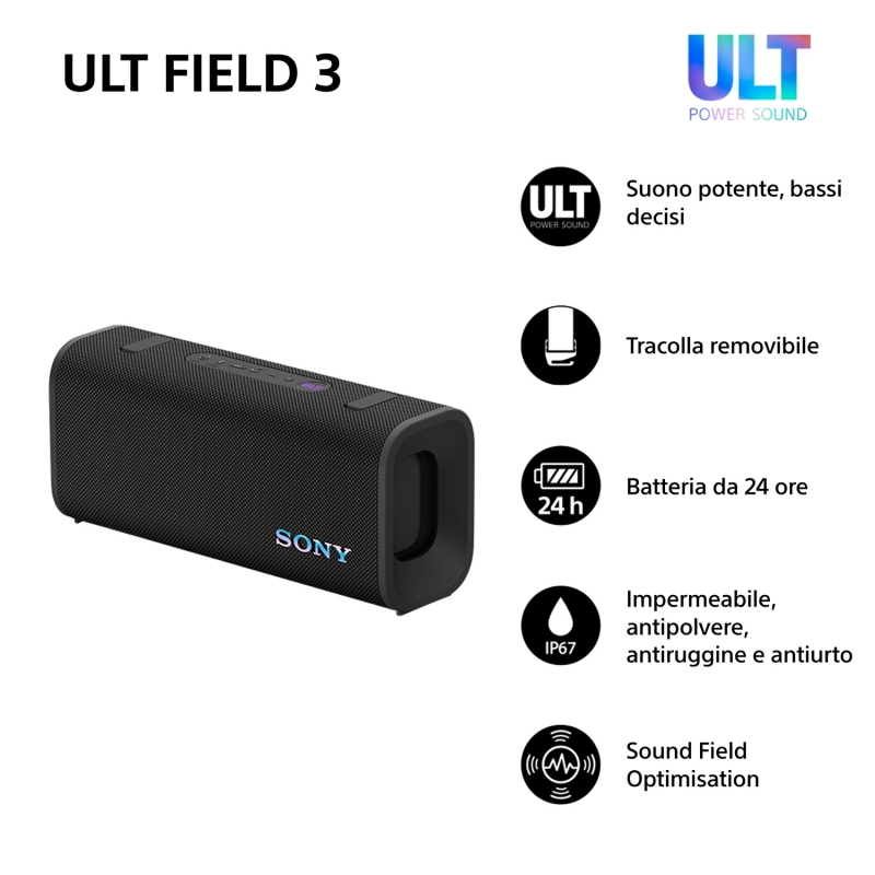 Sony SRSULT30B Enceinte portable stéréo Noir