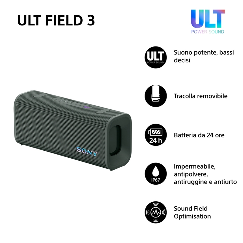 Sony SRSULT30H Enceinte portable stéréo Gris