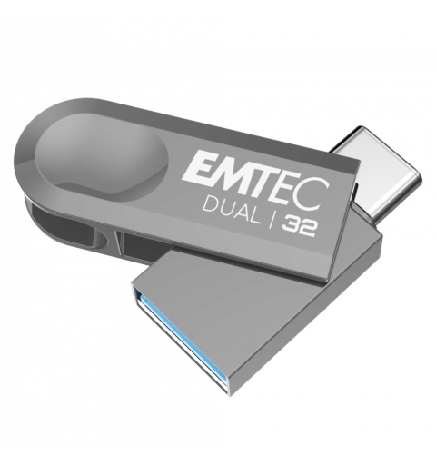 Emtec D280 Dual unidad flash USB 32 GB USB Type-A USB Type-C 3.2 Gen 1 (3.1 Gen 1) Plata