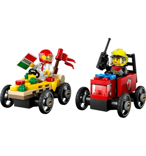 LEGO Pack de bolides de course camion de pizza contre camion de pompiers