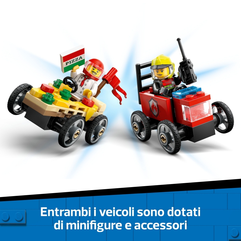 LEGO Pack de bolides de course camion de pizza contre camion de pompiers