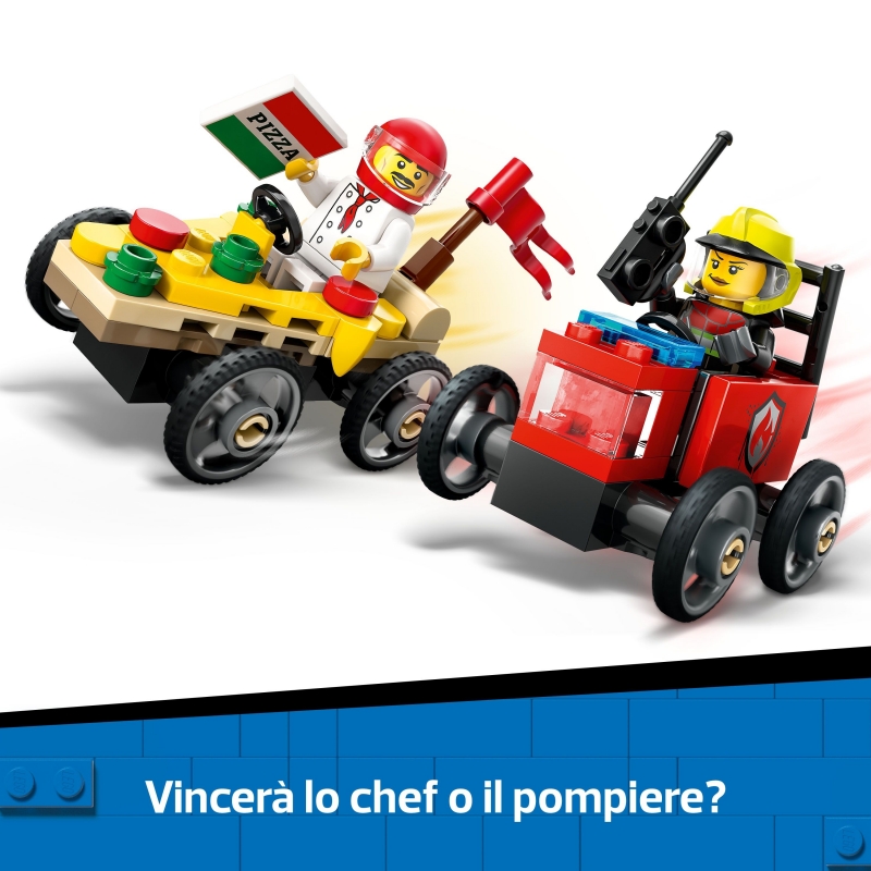 LEGO Pack de bolides de course camion de pizza contre camion de pompiers