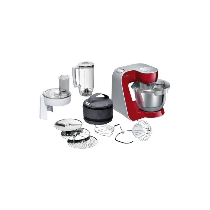 Bosch MUM58720 robot da cucina 1000 W 3,9 L Grigio, Rosso, Acciaio inox